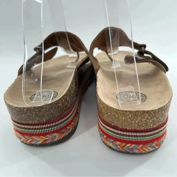 So sandals size 10 brown faux leather t-strap chunky flatforms vintage y2K 90s - Picture 4 of 13